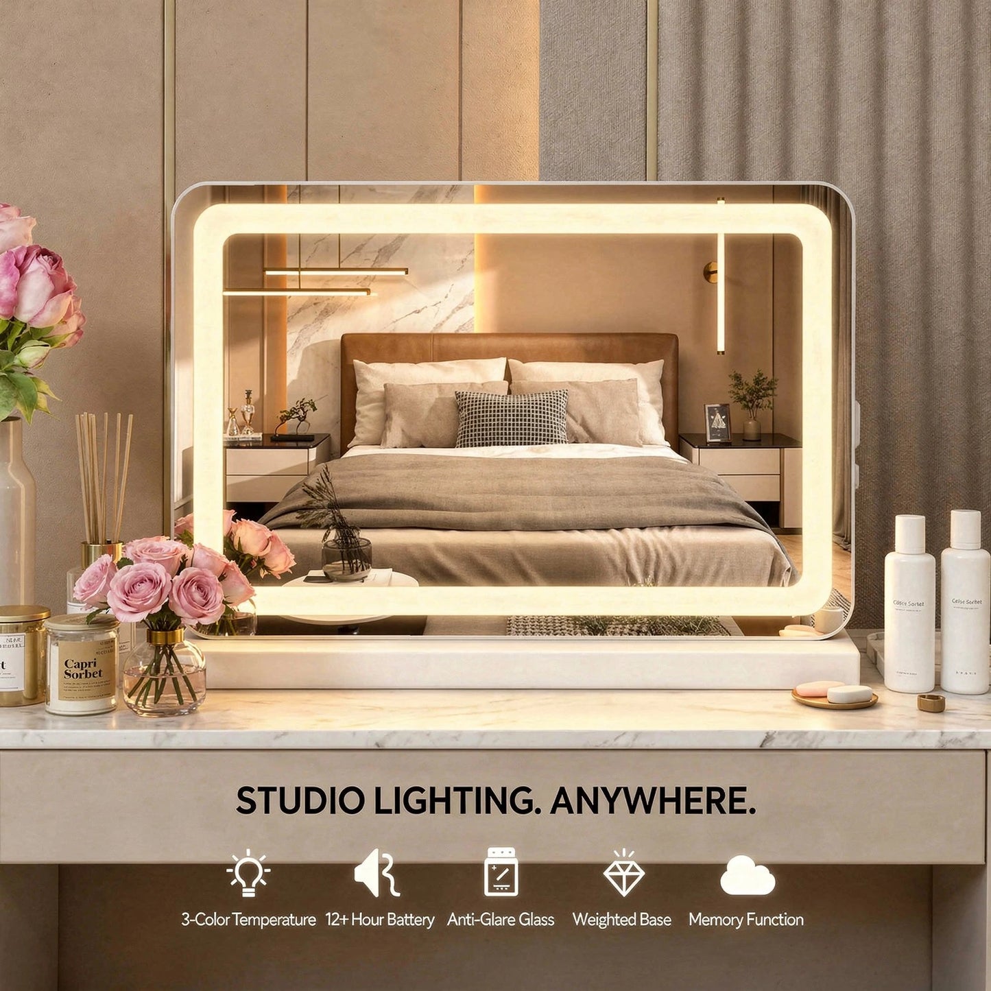 Lumen LED Vanity Mirror with Lights - Touch Control Makeup Mirror